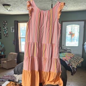 Matilda Jane Pink and Orange Striped Kids Casual Dress